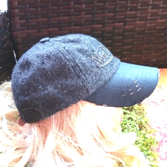 VON DUTCH Embroidery Black Wool Baseball Sporty Grey Vintage Round Bill  Hat NEW - Picture 2 of 13